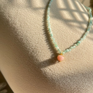 Stone Heart [Amazonite/Pink Opal]