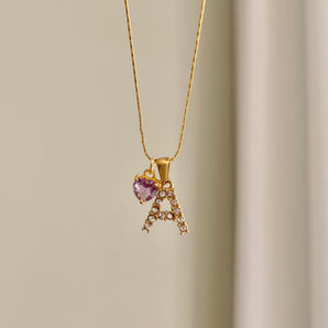 Sparkle Letter X Amethyst Heart