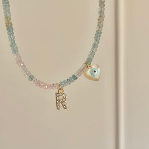 Sparkle Letter Evil Eye [Aquamarine]