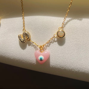 INITIAL+BIRTHSTONE EVIL EYE Necklace