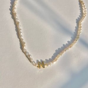 Sparkle Letter Pearls Necklace