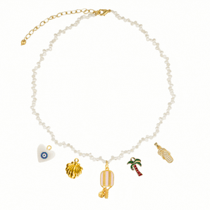 5 CHARM NECKLACE - PEARLS