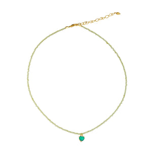 Stone Heart Necklace [ Green Onyx / Peridot ]