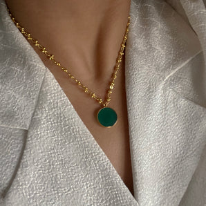 Slice of Saturn Necklace [ Green Onyx ]